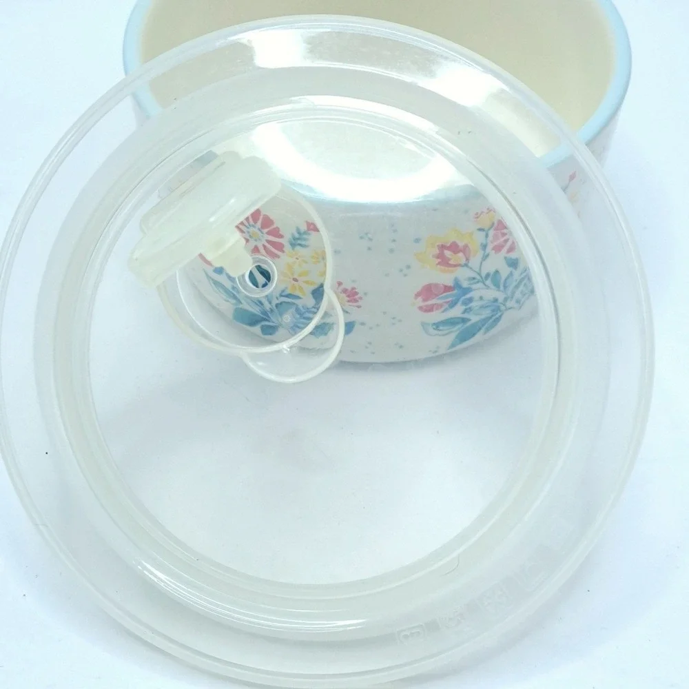 The Pioneer Woman Stoneware Storage Bowl Small White Floral Vented Lid Vintage